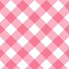 Soft pink and white gingham checkered pattern, featuring evenly spaced squares creating a classic, cozy, and cheerful look. Ideal for rustic designs, picnic themes, or playful fashion elements.