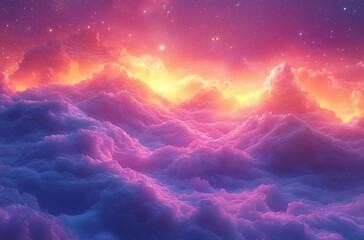 Fototapeta premium Cosmic Nebula with Glowing Colors and Dark Hole in Celestial Gas Dust