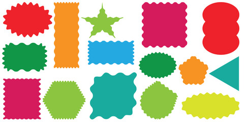 Wiggly borders Color zigzag wavy edges frame, Wave and curvy borders groovy shapes, 
Color rectangle frames with, Vector.