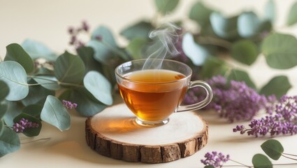 Drink tea at home. Relaxation, home leisure, and tea break time.