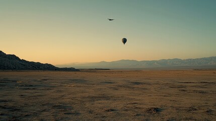 Hot Air Balloon Over Desert