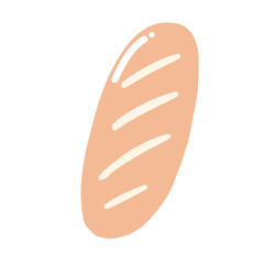 Bread and bakery products cartoon set. Whole loaf and cut into slices for toast, bagel and bun roll,