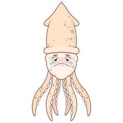 Octopus crying face cartoon cute