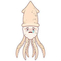 Octopus crying face cartoon cute