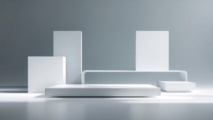 White abstract table - platform with open space for product placement and design options.