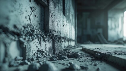 Empty room featuring plaster wall with a grey background.