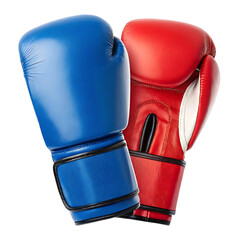 Blue and Red Boxing Gloves Isolated on Transparent Background