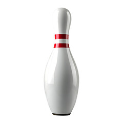 Classic Bowling Pin with Red Stripes Isolated on Transparent Background