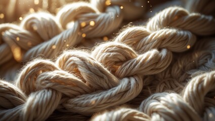 Detailed Wool Knit Sweater Texture. A close view of a knit sweater showcasing the complex weave of patterns and the soft, cozy texture, evoking warmth and comfort.