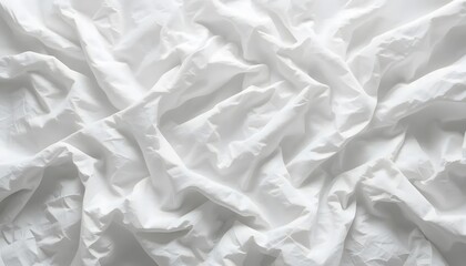 Fototapeta premium Crumpled white bedsheet fabric with an abstract texture.