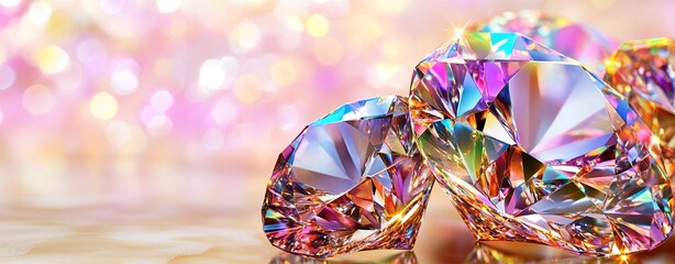 Twinkling Faceted Diamonds on Rich Background