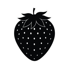 Strawberry Silhouette Vector Fruit Icon.