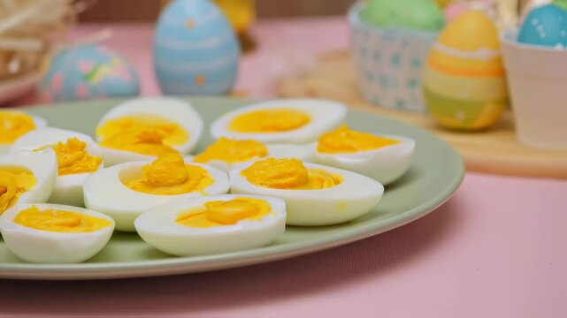 Close-Up of Deviled Eggs for Easter
