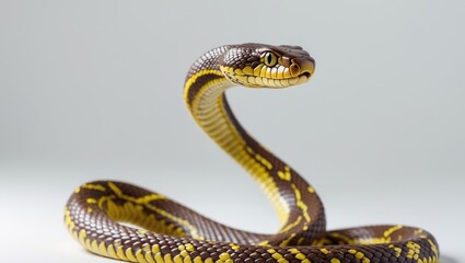 Fototapeta premium rat snake defensive posture displayed against a white backdrop