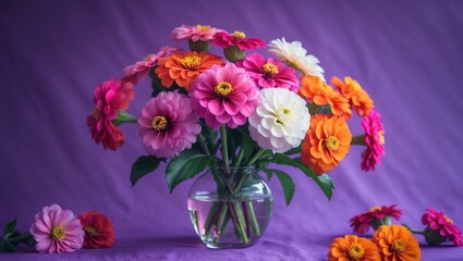 Floral backdrop featuring vibrant blooms in a vase.