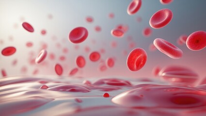 Red blood cells, erythrocytes. Microscope view, prevention and treatment of circulatory system and blood diseases.