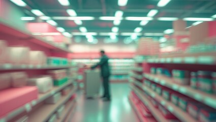 Obraz premium Abstract blurred furniture decoration and interior of a warehouse store as a background.