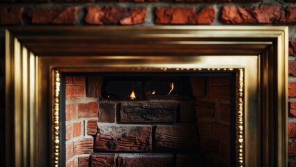 Red bricks within a fireplace setup