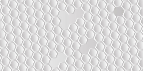 Fototapeta premium 3D Futuristic honeycomb mosaic white background. Realistic geometric mesh cells texture. Abstract white vector wallpaper with hexagon grid. eps 10