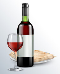 Passover Composition with wine bottle