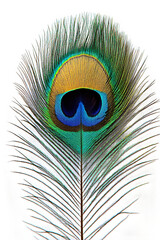 Obraz premium High Quality Cut Out of a Single Isolated White Peacock Feather on a Pure White Background - Ideal for Elegant Design Projects