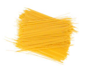 Raw spaghetti isolated, dry spagetti, long wheat noodles, uncooked italian macaroni bundle