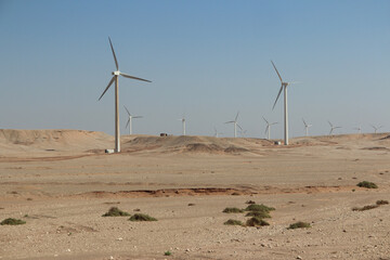 Desert scenery on the road trip from Hurghada to Cairo, Egypt