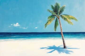 Fototapeta premium Discover the perfect summer getaway with palm trees and crystal clear blue ocean views