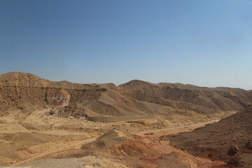 Desert scenery on the road trip from Hurghada to Cairo, Egypt