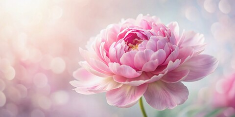 Fototapeta premium Delicate Pink Peony Closeup: Soft Focus Floral Photography