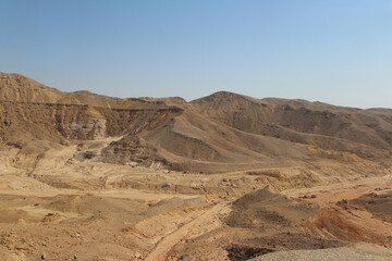 Desert scenery on the road trip from Hurghada to Cairo, Egypt