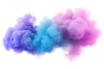 Pink party fog with blue, teal, purple, and aqua smoke clouds on a white background