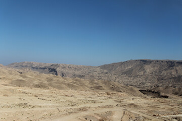 Desert scenery on the road trip from Hurghada to Cairo, Egypt
