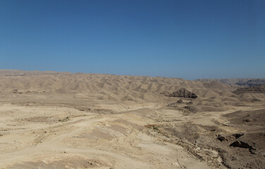 Desert scenery on the road trip from Hurghada to Cairo, Egypt