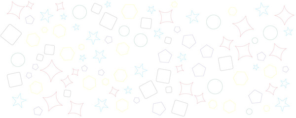 Seamless abstract pattern with curly doodles in multicolor shapes and white background