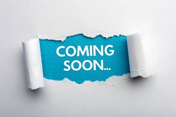 Exciting news is coming soon A vibrant blue reveal with torn paper design creating anticipation and excitement for what s next Clean white background