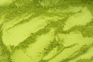 Matcha powder texture background, green tea dust pattern, flour banner, powdered chlorella