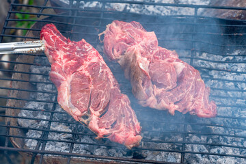 Ribeye beef steak. The ribeye is the juiciest, most marbled steak. It’s cut from the center of...