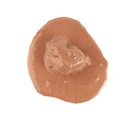 Melted chocolate ice cream isolated, real melting cocoa icecream drops, chocolate ice stain