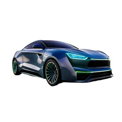 Fototapeta premium A sleek electric sports car with neon underglow, hovering just above the road