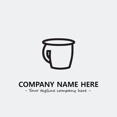 Cup illustration black and white for logo company vector image
