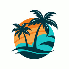 tropical island with palm trees