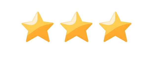 Obraz premium Three golden, five-pointed stars, lined up in a row