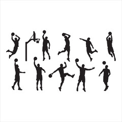 boy Basketball Player Silhouette in Action bundle