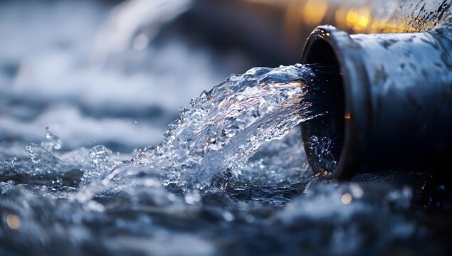 Water flowing from a pipe into a body of water