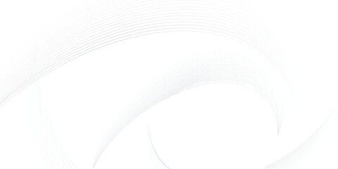Abstract white modern futuristic banner background. Glowing gray oval lines pattern design. Swirl ellipse lines element. Circular motion. Modern and Creative Trend design in vector illustration