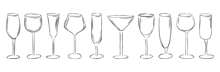 Set of wine and alcoholic beverages glasses