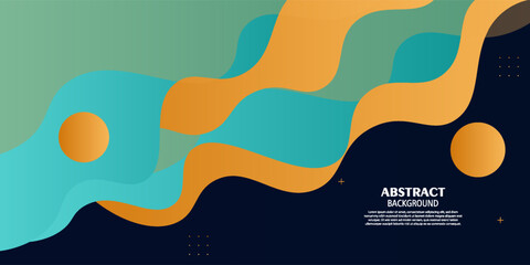 Modern dynamic geometric green and orange wave textured background design in 3D style with dark colors. EPS10 vector