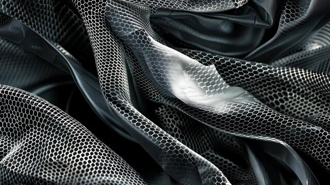 Close examination of intricate hexagonal mesh fabric reveals unique textures and patterns used in design and art projects