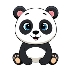 Naklejka premium Smiling Cartoon Panda Sitting Fun and Lovable Illustration Art & Illustration